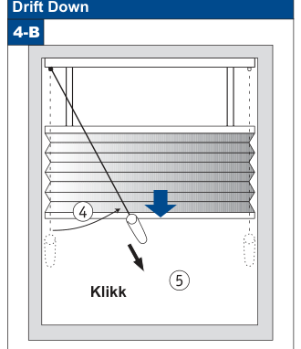 Drift Down 4-B: senk solskjermingen ved å dra i den andre snoren, med Klikk-markering