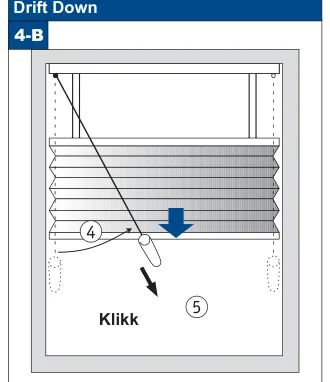 Drift Down 4-B: senk solskjermingen ved å dra i den andre snoren, med Klikk-markering