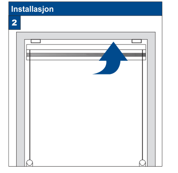 Installasjon: systemet føres inn i braketten i vindusåpningen, vist med blå pil oppover