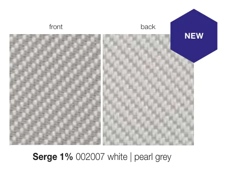 Serge 1% 002007 white | pearl grey fabric swatch, front and back