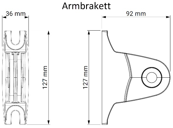 Måltegning av armbrakett