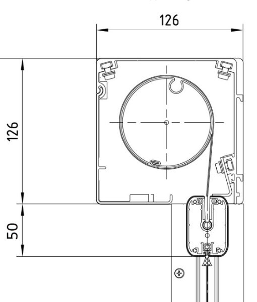Kassett-tverrsnitt ZIP Screen 126 med mål 126 og 50 mm