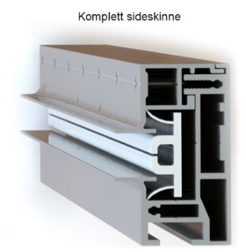 Komplett sideskinne i tverrsnitt
