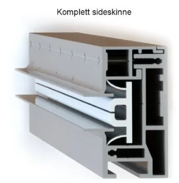 Komplett sideskinne i tverrsnitt