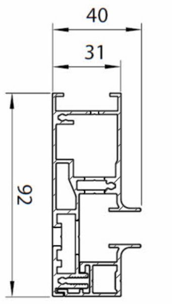 Dyp sideskinne – målprofil 40/31/92 mm