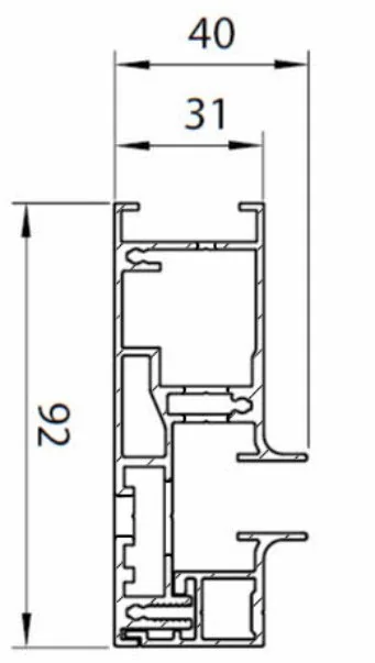 Dyp sideskinne – målprofil 40/31/92 mm