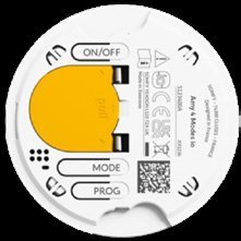 Bakside av Amy 4 Modes io med ON/OFF-, MODE- og PROG-knapper og batterideksel